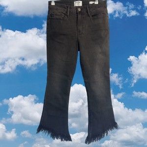 FRAME Women’s Denim Le Crop Mini Boot Stretch Jeans 29 Black Raw Hem Fox Park